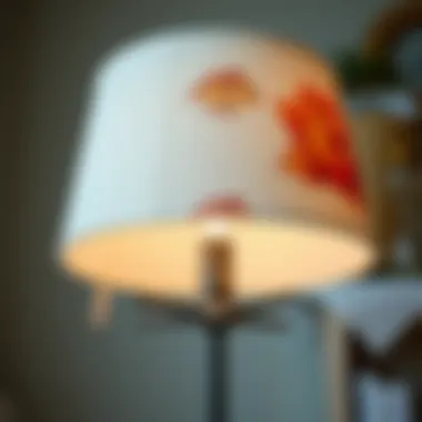 A close view of a unique lampshade showcasing creative techniques