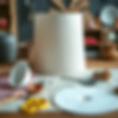 Materials laid out for lampshade crafting