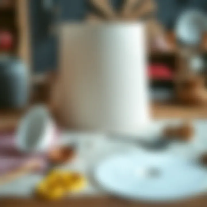 Materials laid out for lampshade crafting