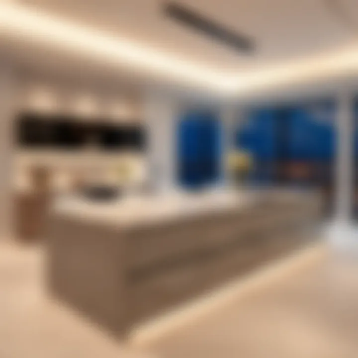 Luxurious marble island featuring innovative lighting elements