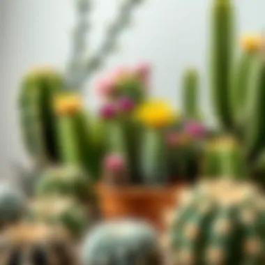 Aesthetic arrangement of blooming cacti