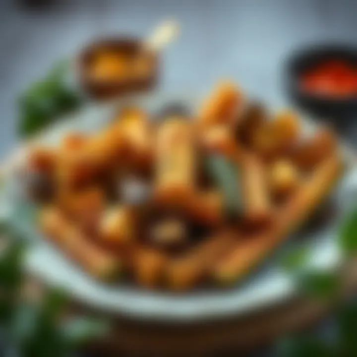 Crispy Air-Fried Vegetables A plate of crispy air-fried vegetables with spices