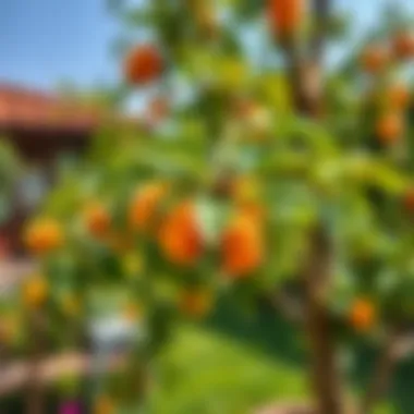 Healthy apricot tree in a sunny garden