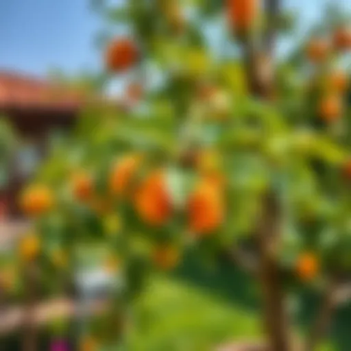 Healthy apricot tree in a sunny garden