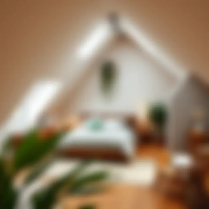 Elegant attic bedroom design with unique architecture