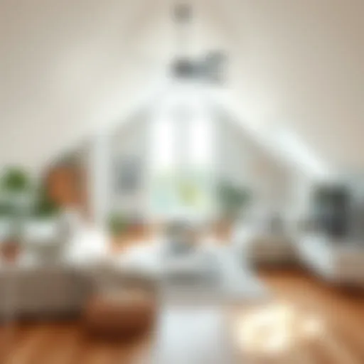 A stylish attic living space with modern decor