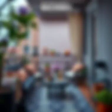 Elegant balcony setup featuring a mix of textures and colors