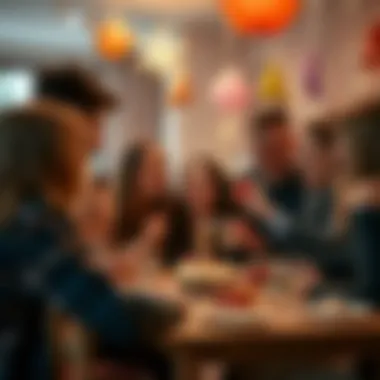 Joyful atmosphere with friends gathering for a birthday celebration