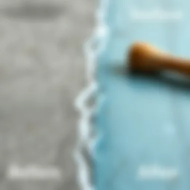 A surface before and after glue removal