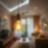 Modern LED bulb illuminating a stylish room