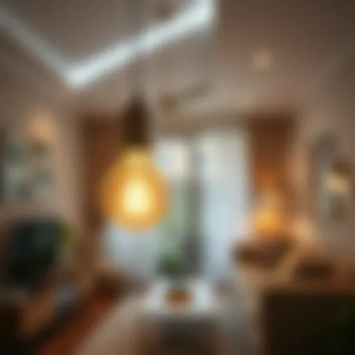 Modern LED bulb illuminating a stylish room