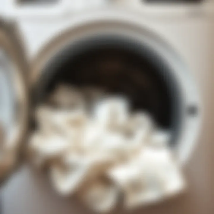 A washing machine filled with white clothes