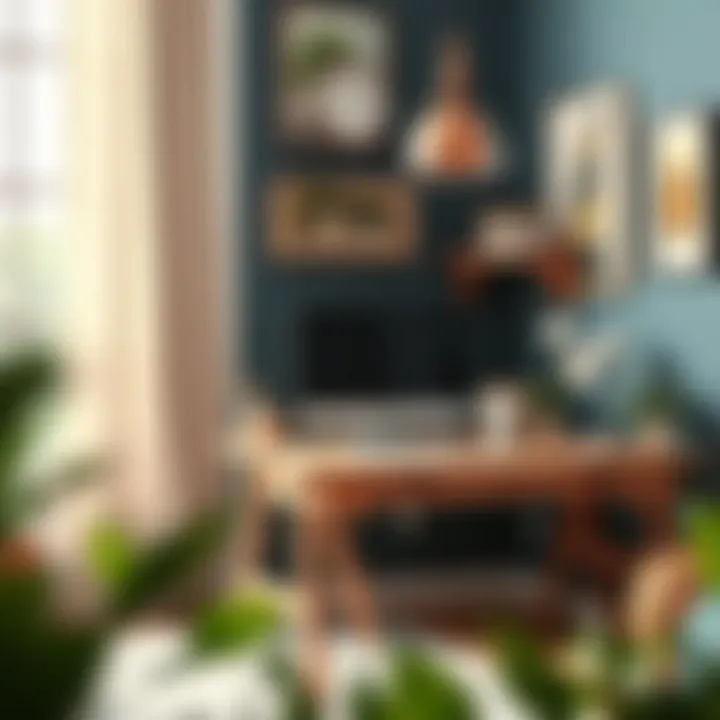 Decorative Room with Computer Desk A beautifully decorated room featuring a well-chosen computer desk