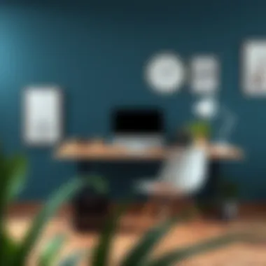 Modern workspace featuring a well-proportioned desk