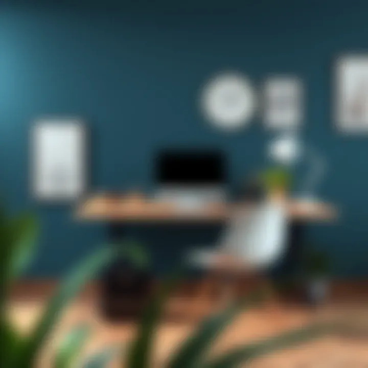 Modern workspace featuring a well-proportioned desk