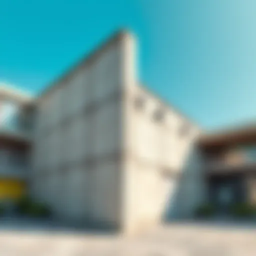 Showcase of a concrete shear wall in a modern building