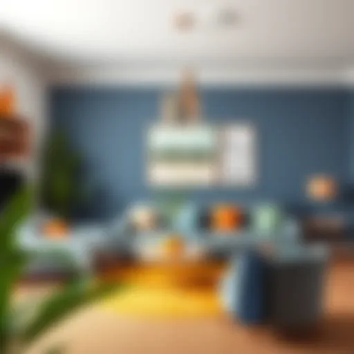 A beautifully painted living room showcasing an unconventional color palette