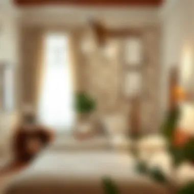 Bright light wallpaper used in a cozy bedroom