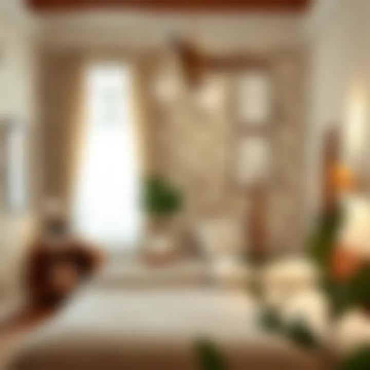 Bright light wallpaper used in a cozy bedroom