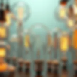 Different types of light bulbs arranged aesthetically