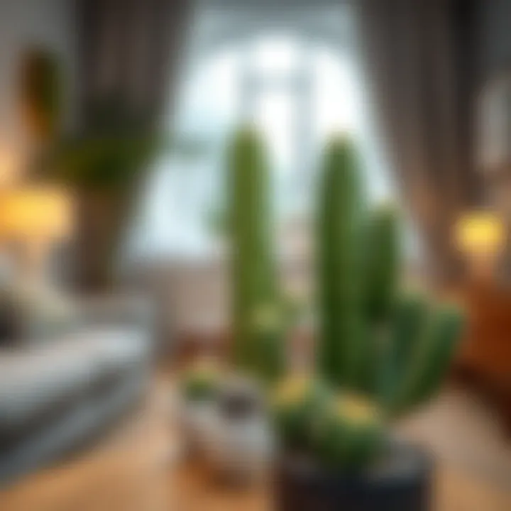 A serene indoor setting featuring a cactus arrangement, illustrating its aesthetic appeal in home decor.