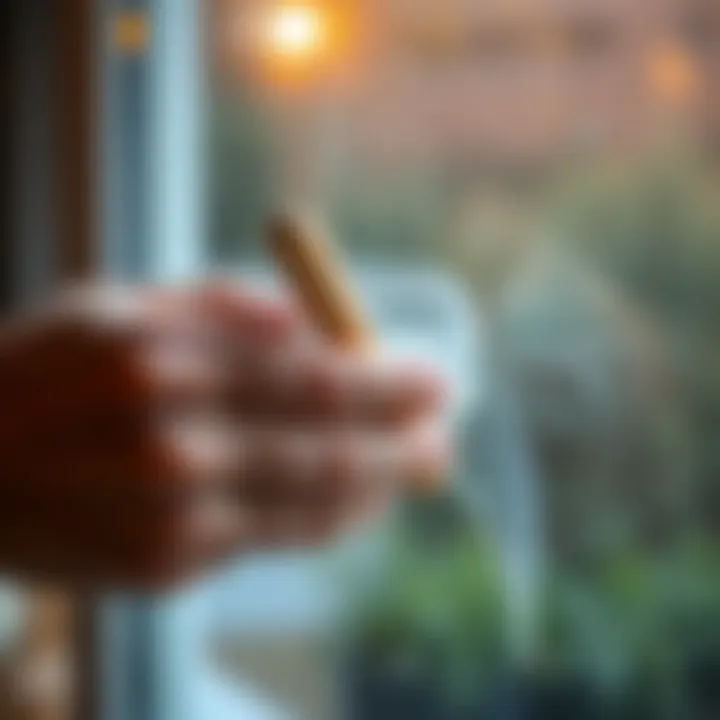 A person applying a homemade paste to a foggy glass surface, highlighting a DIY approach.
