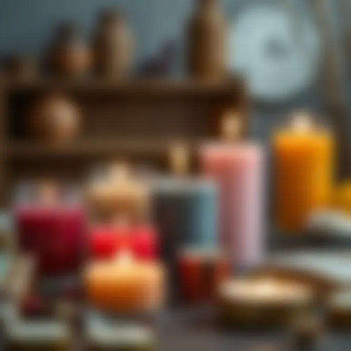 Variety of colors and scents for candles