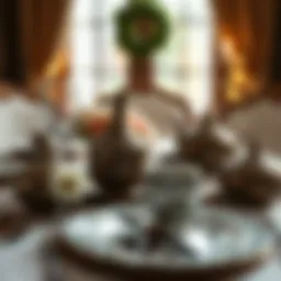 Elegant table setting with traditional tableware