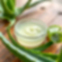 Soothing aloe vera gel applied to skin