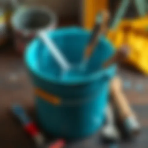 Clean paint bucket with tools