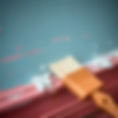 Detailed view of cleaning paint residue