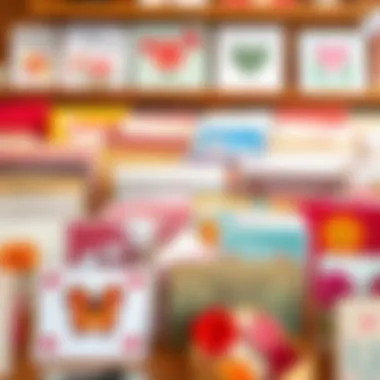 Vibrant Handmade Greeting Cards A vibrant assortment of handmade greeting cards displayed elegantly.