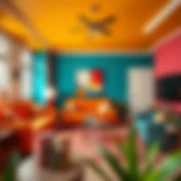 Bright and vibrant living room decor showcasing bold colors