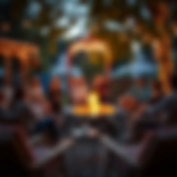 Inviting Atmosphere of a Fire Pit Gathering A cozy gathering around a fire pit at dusk