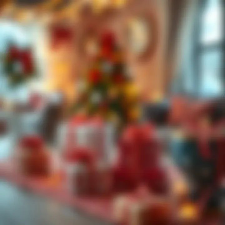 A cozy holiday setting with thoughtful gifts on display