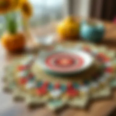 Intricate Patterns in Crochet Placemats Colorful crochet placemat showcasing intricate patterns