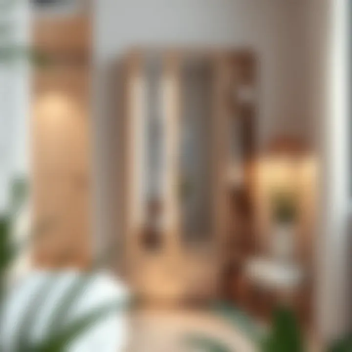 Chic narrow vestiyer with integrated mirror and storage