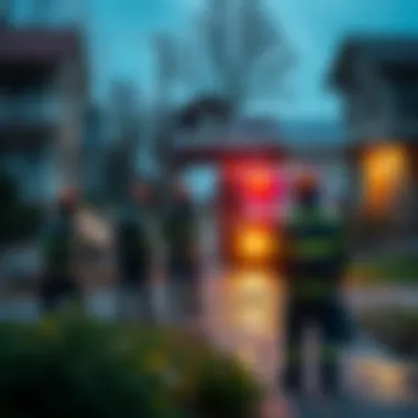 Emergency response team assessing damage in a neighborhood