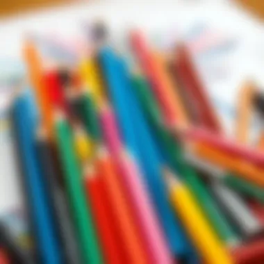 A colorful array of drawing materials including pencils and markers