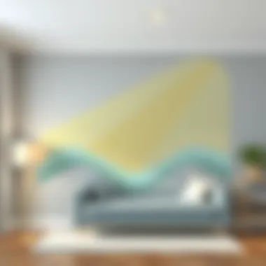 Illustration of sound wave absorption in walls