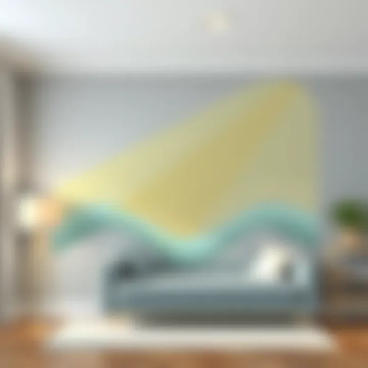 Illustration of sound wave absorption in walls