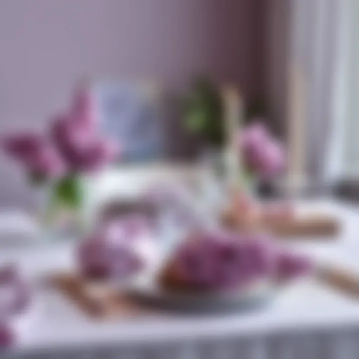 Elegant table setting showcasing lilac elements and color coordination