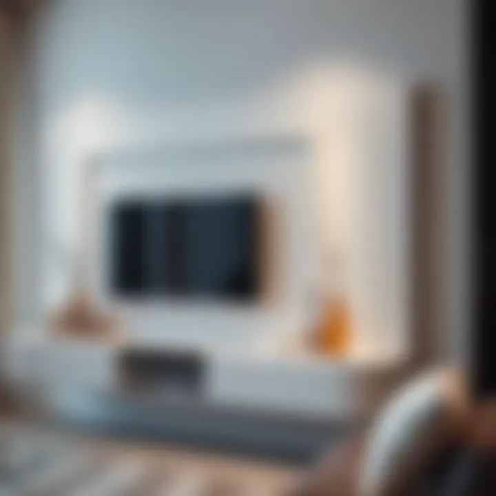 Elegant wall-mounted TV unit showcasing decor items