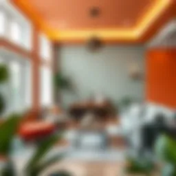 Trendy interior paint color palette showcasing modern living space