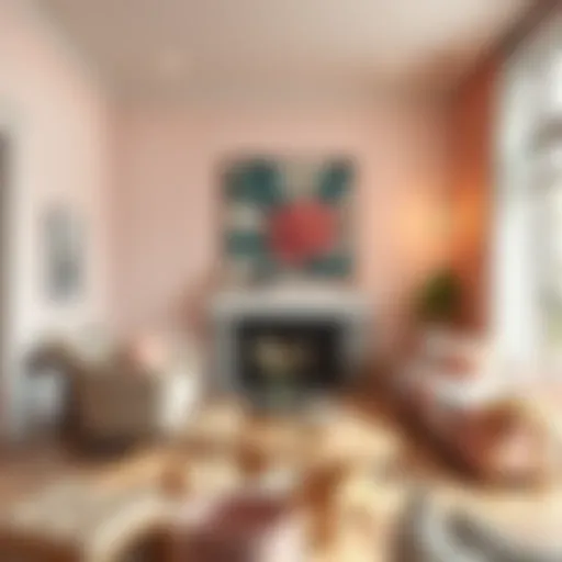 A serene living room painted in calming pastel colors