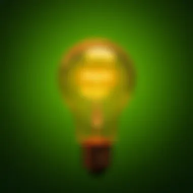 Energy-efficient light bulb with a green backdrop