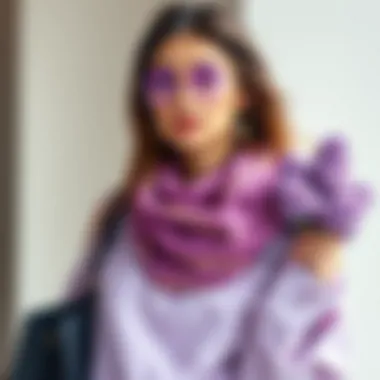 A fashion ensemble incorporating lilac with matching accessories