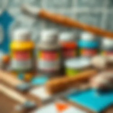 Tools and Materials for Tile Painting A close-up view of tile paint materials and tools