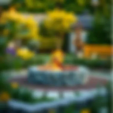 Creative Fire Pit Design in a Garden Setting A beautifully designed fire pit surrounded by a landscaped garden