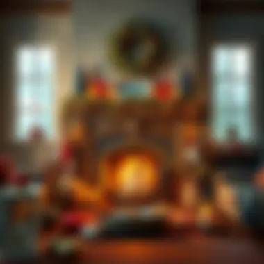 Seasonal Charm Around the Fireplace Cozy fireplace adorned with seasonal decorations